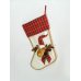 Χριστουγεννιάτικη Διακοσμητική Κάλτσα Λευκή, με Κόκκινο Καρό και Ανάγλυφο Τάρανδο (40cm)